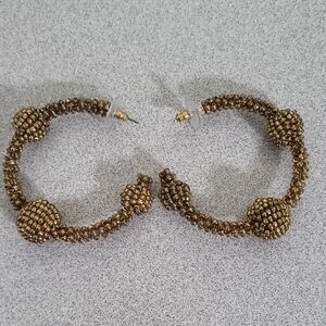 Gold-Tone Beaded‎ Hoop Earrings - Fashion Jewelry